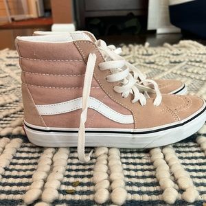 Gently used high top Vans in pink suede